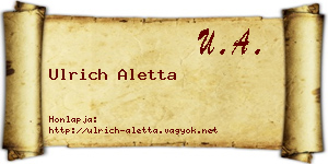 Ulrich Aletta névjegykártya
